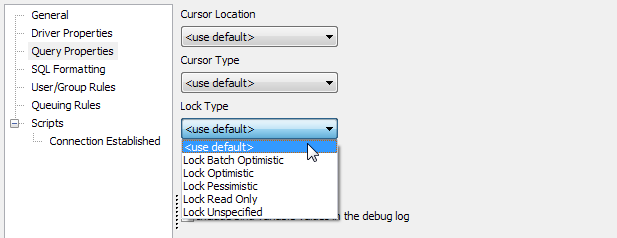 This image shows the Edit ADO Connection dialog with the Lock Type option selected.